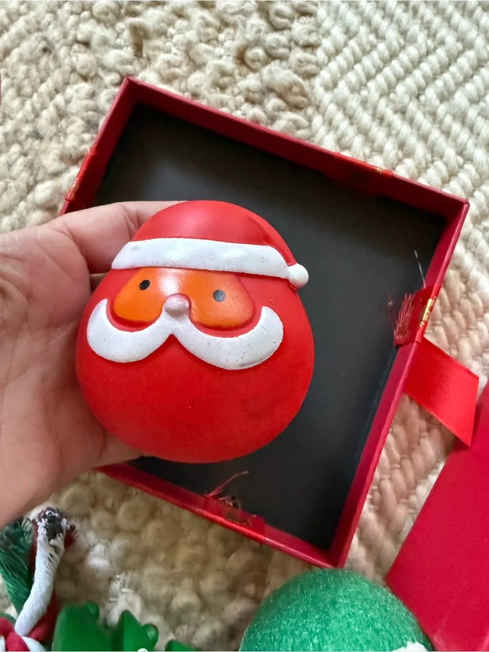 5 pc w/ gift box small dog toys rope ball squeaker Christmas set